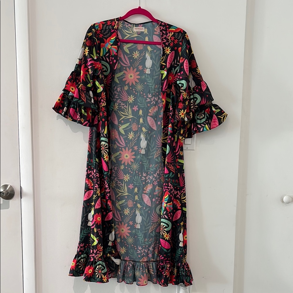 Pink Pineapple  Beachwear Cover up  Kimono M